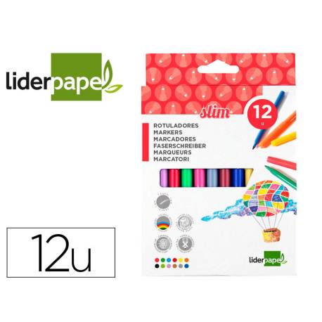 rotulador-liderpapel-fino-lavable-caja-12-colores-52209