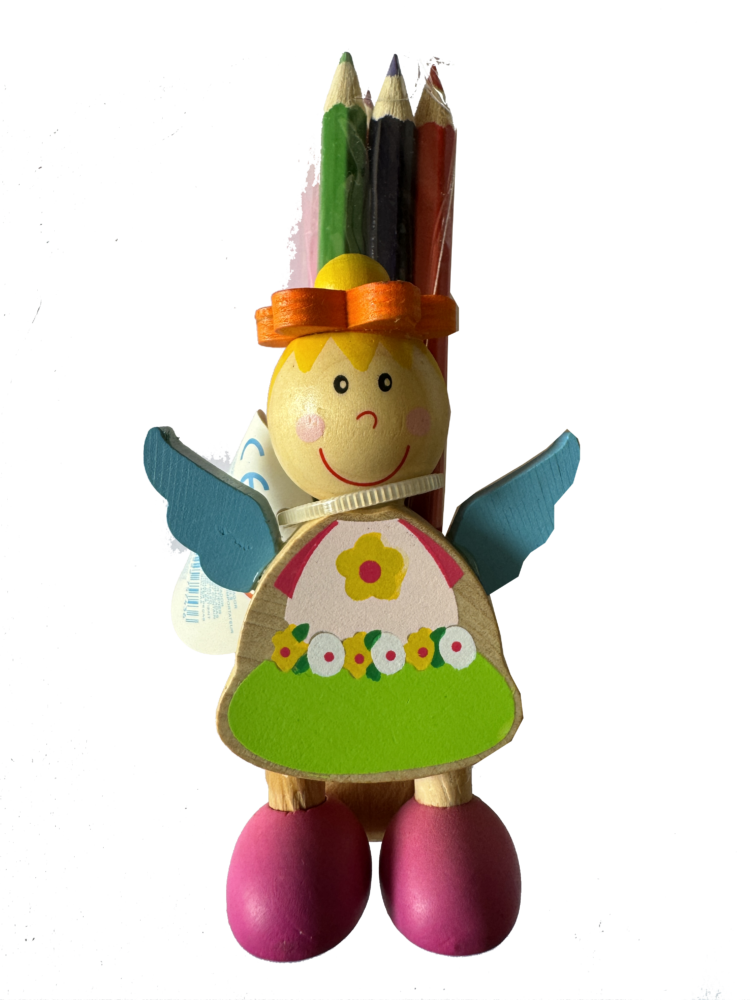 Portalápices madera ángel
