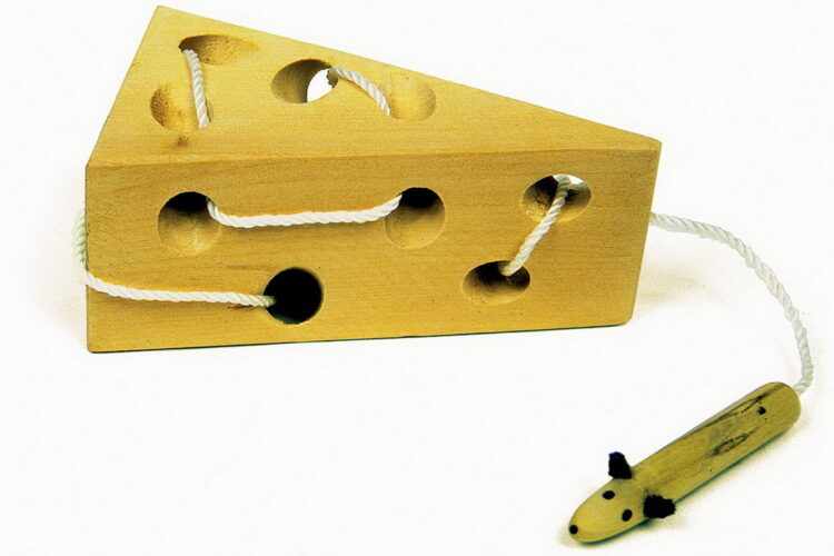 Queso y ratón madera para ensartar