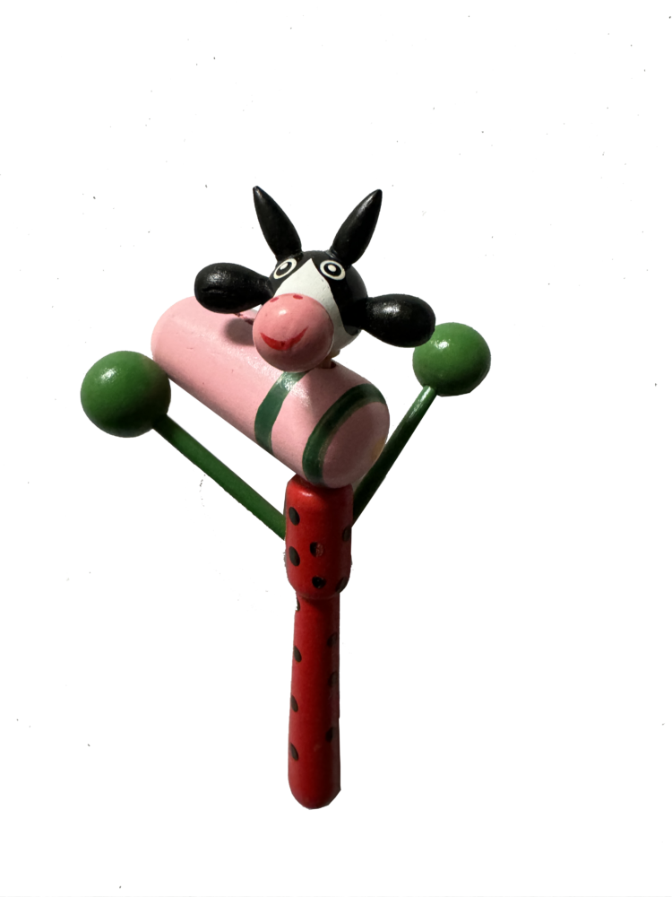 Sonajero de madera vaca