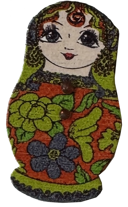 Pegatina de madera muñequita
