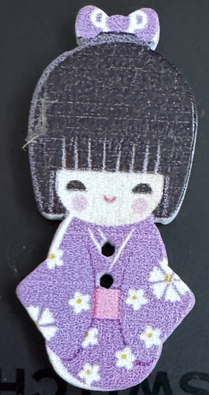 Botón de madera japonesa kimono morado