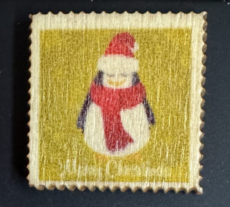 Sello de madera muñeco de nieve