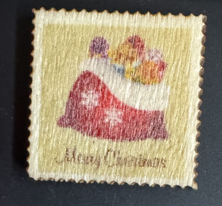 Sello de madera saco regalos navideños