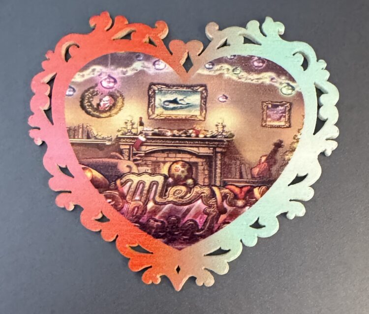 Corazón de madera Chimenea navideña