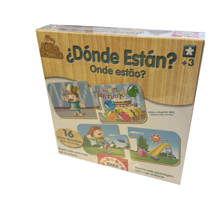 Puzle memo asociativo de madera ¿Dónde están? Educa