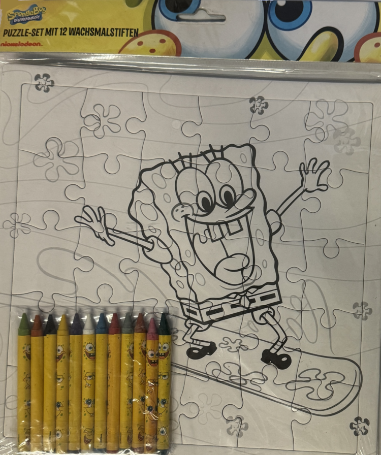 Puzle con lápices para colorear Bob Esponja
