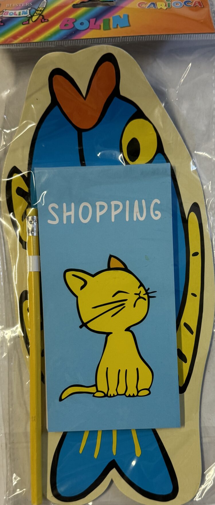 Bloc de notas magnético shopping pescado/gato