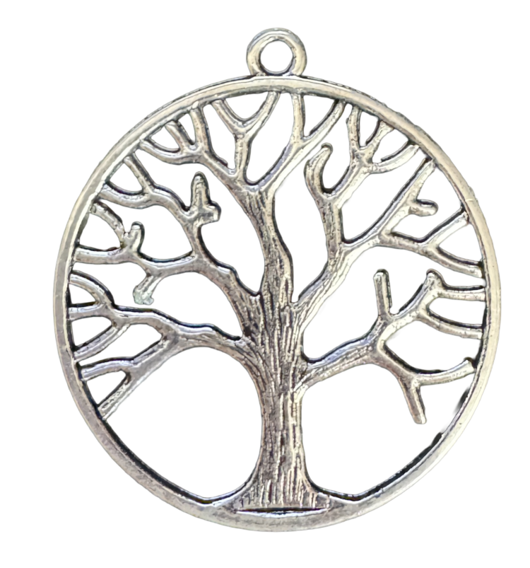 Abalorio árbol de la vida plateado