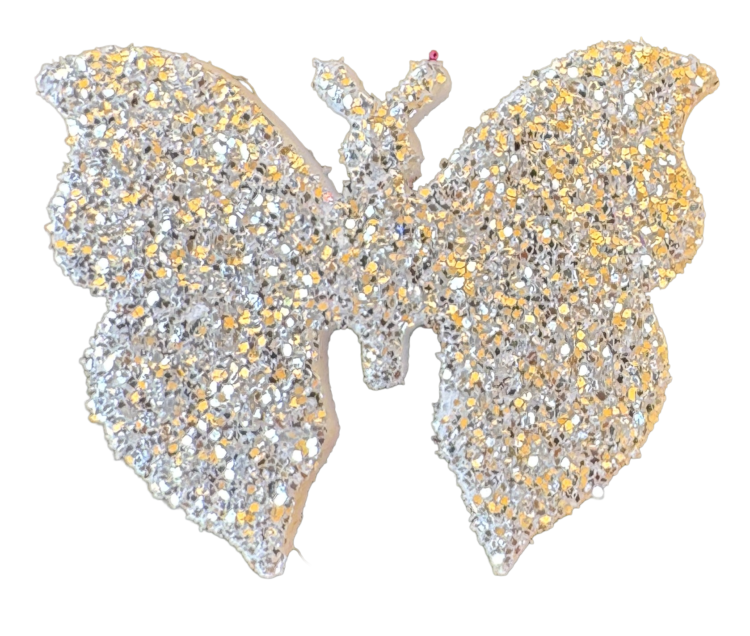 Silueta mariposa foam brillante plata