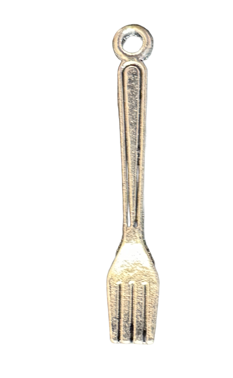 Abalorio tenedor plateado