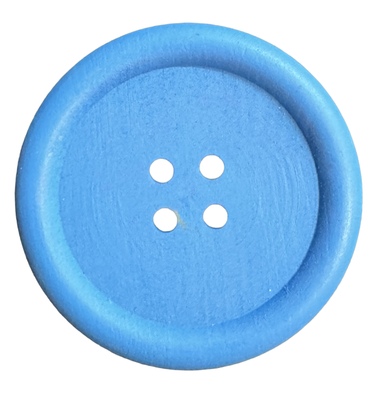 Botón de madera azul