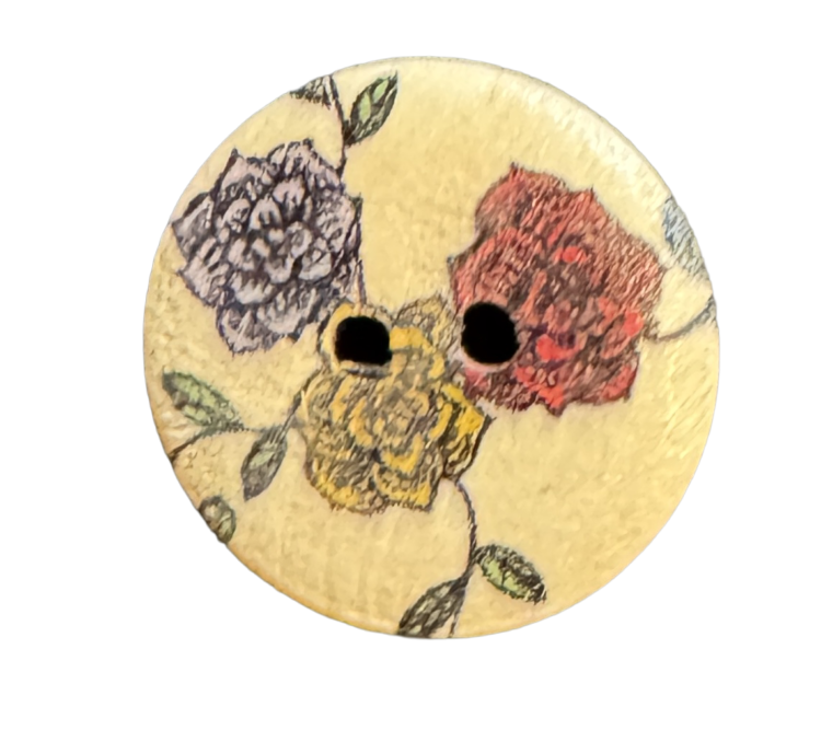 Botón de madera tres rosas