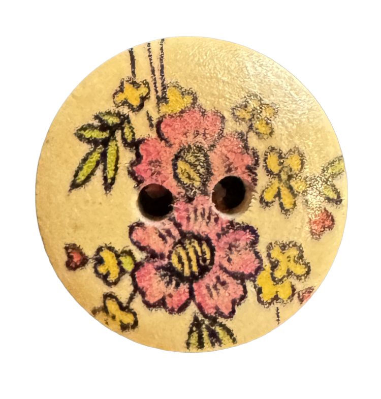 Botón de madera flores