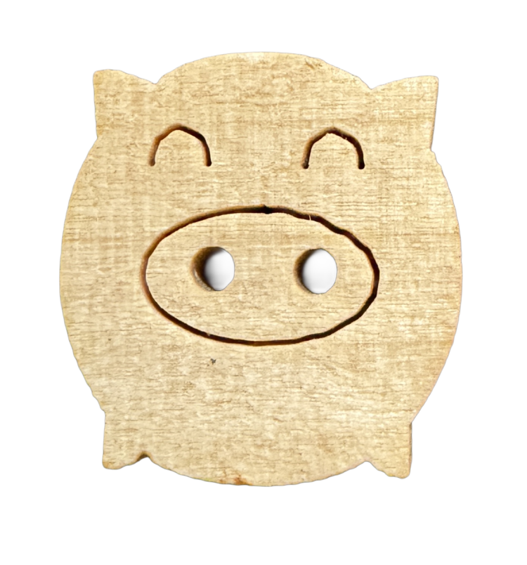 Botón de madera cerdito