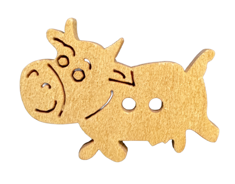 Botón de madera vaca