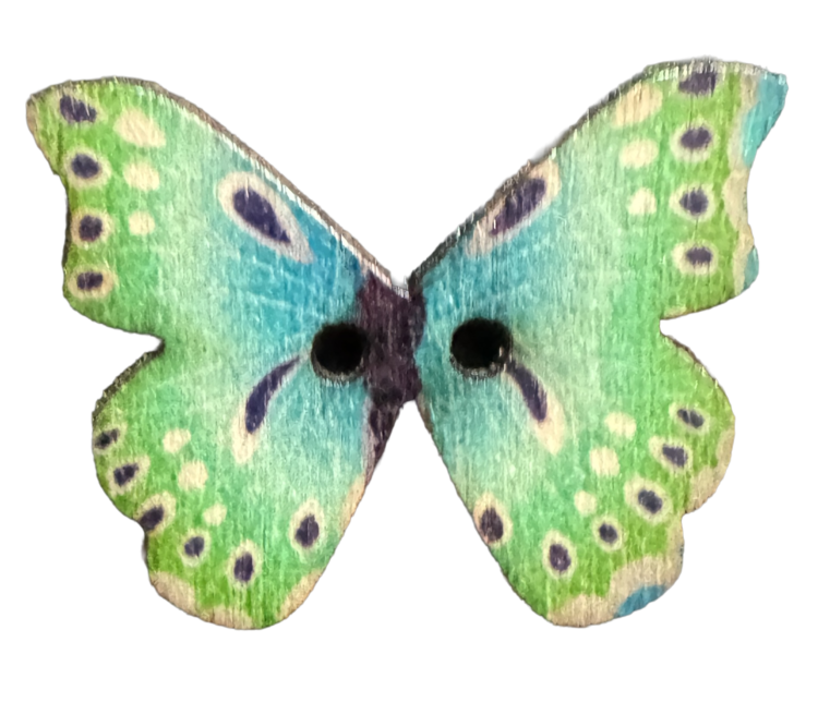 Botón de madera mariposa verde