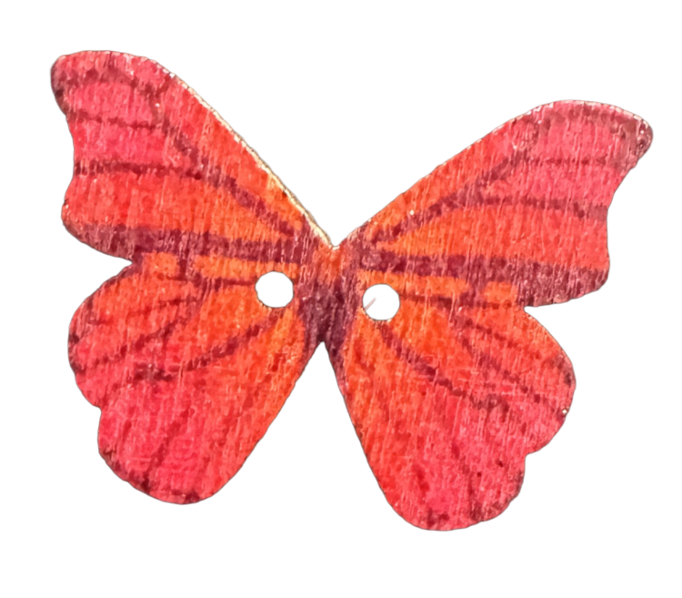 Botón de madera mariposa roja