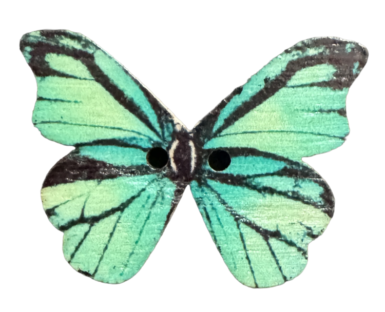 Botón de madera mariposa verde inten