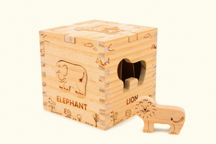 Cubo Safari de madera motricidad L