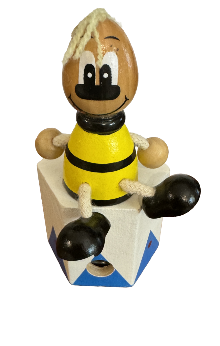 Sacapuntas de madera abeja payaso
