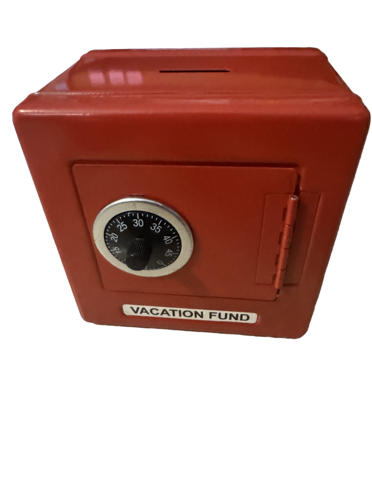 Hucha caja fuerte metálica roja