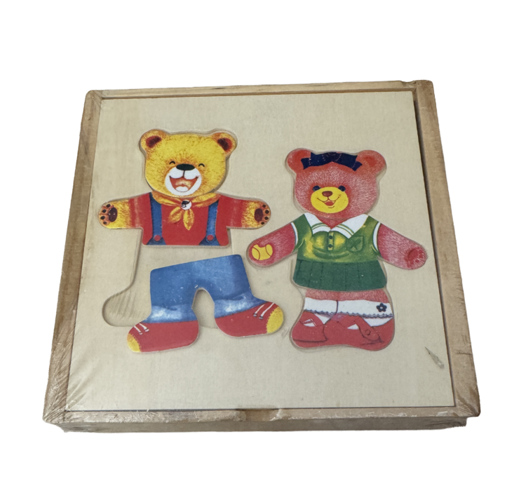 Puzle en caja madera ositos