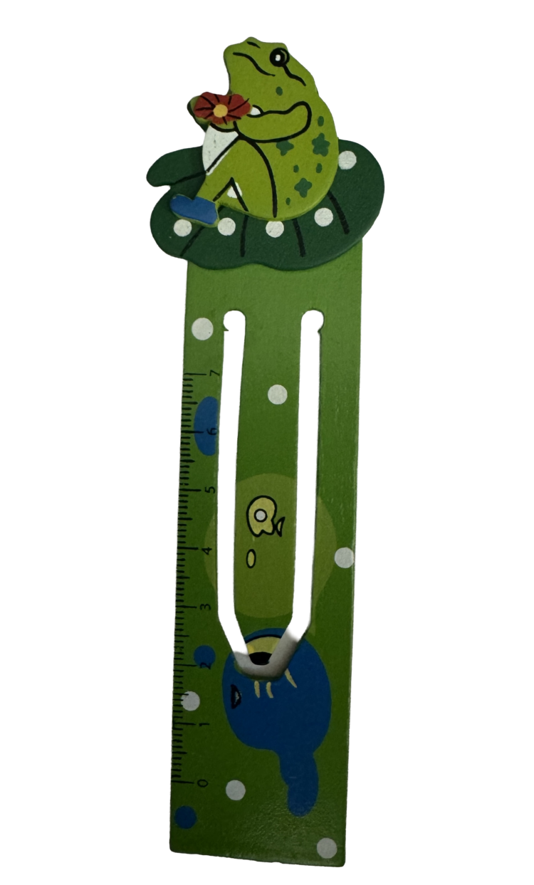 Marcapáginas de madera rana