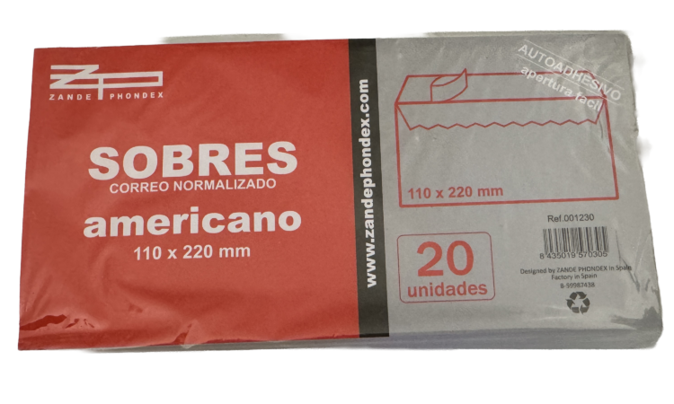 Sobres americanos auto adhesivos