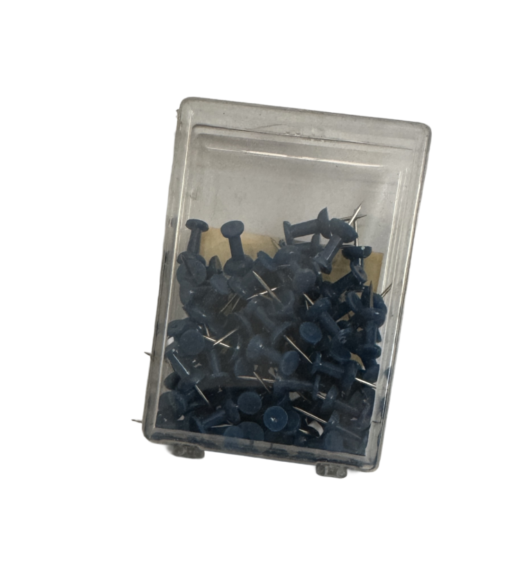 Caja chinchetas cabeza azul