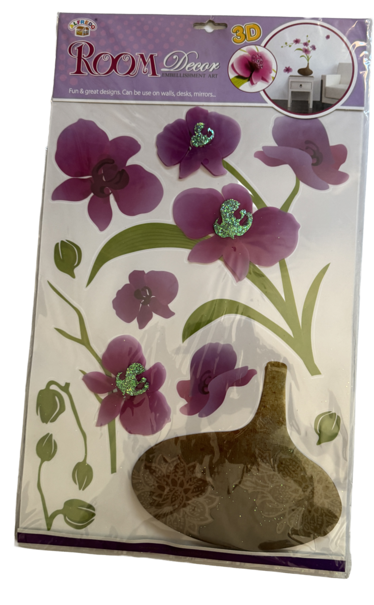 Pegatinas decorativas jarrón con flores