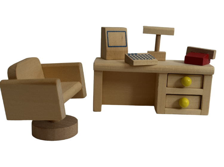 Set despacho de madera para casa muñecas