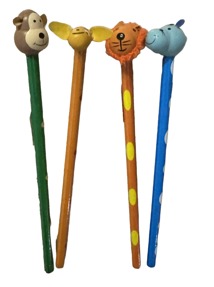 Lápiz de madera con cabeza animal