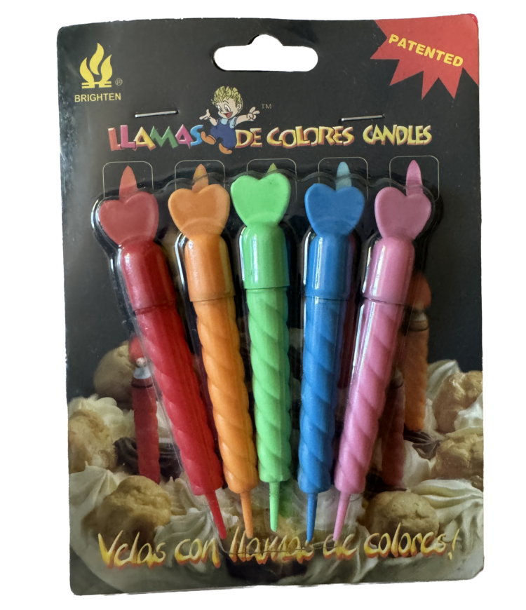 Velas llama de colores para cumpleaños
