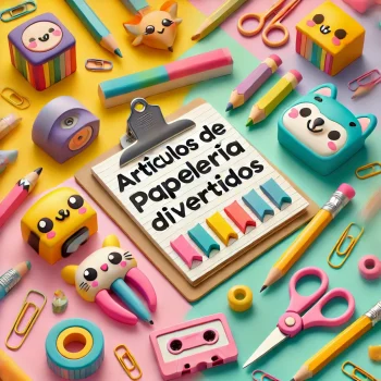DALL·E 2025-04-24 15.39.58 - A colorful and playful square image showing children's stationery items. The scene features cartoon-style pencils, memo holders shaped like animals or